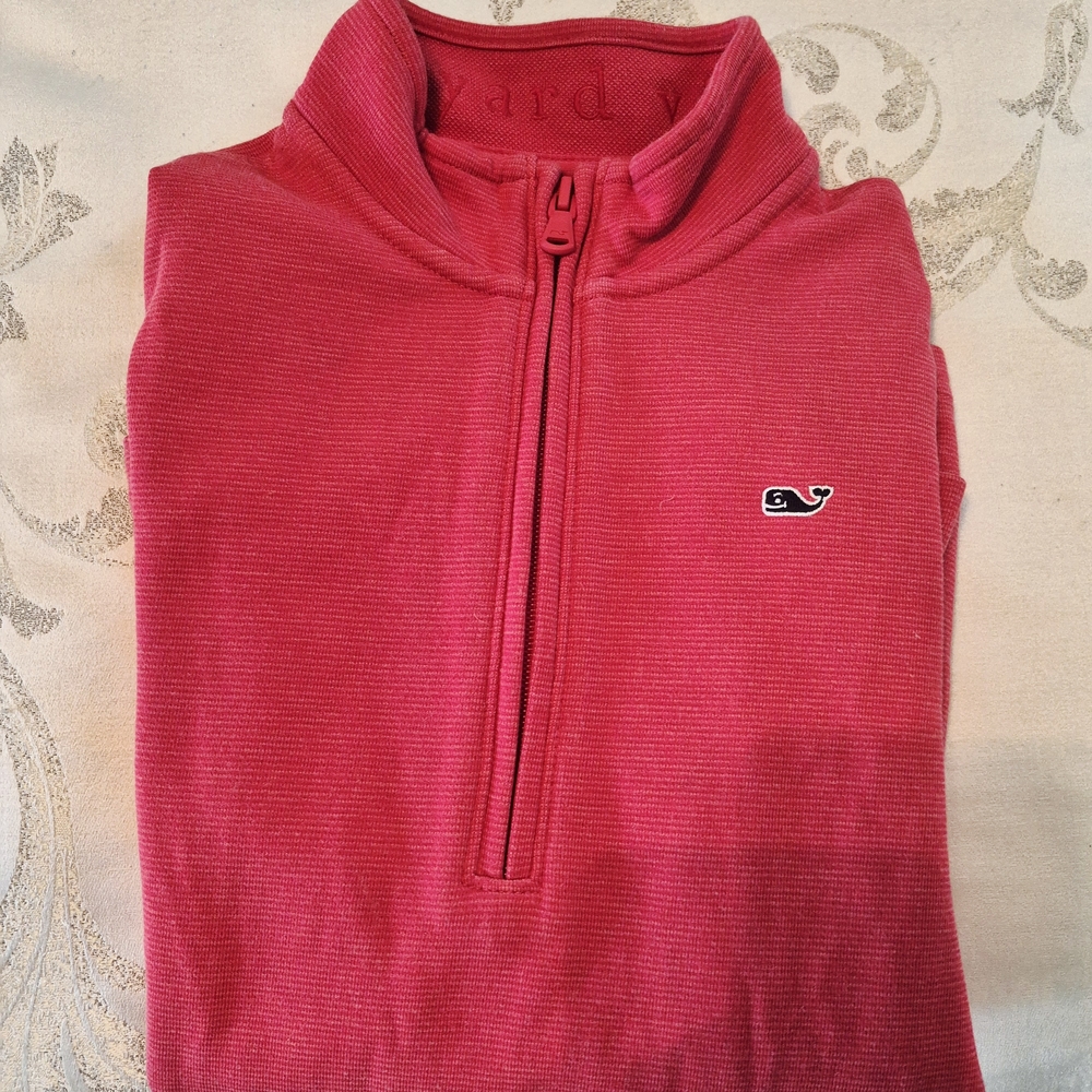 Vineyard Vines Saltwater Youth Quarter-Zip Pullover, color "Sailors Red.